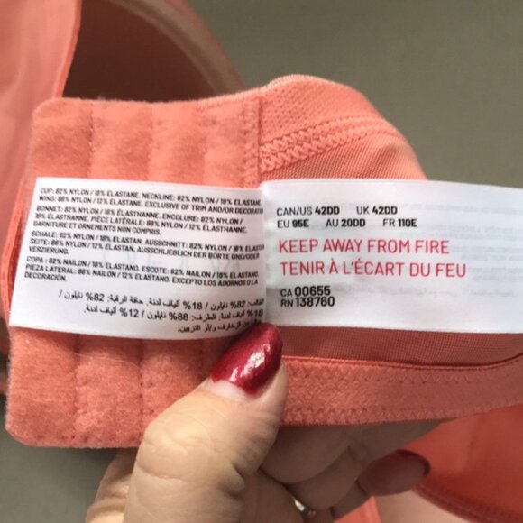 NWT Voglio salmon colour padded underwire tshirt bra size 42DD - Picture 7 of 8